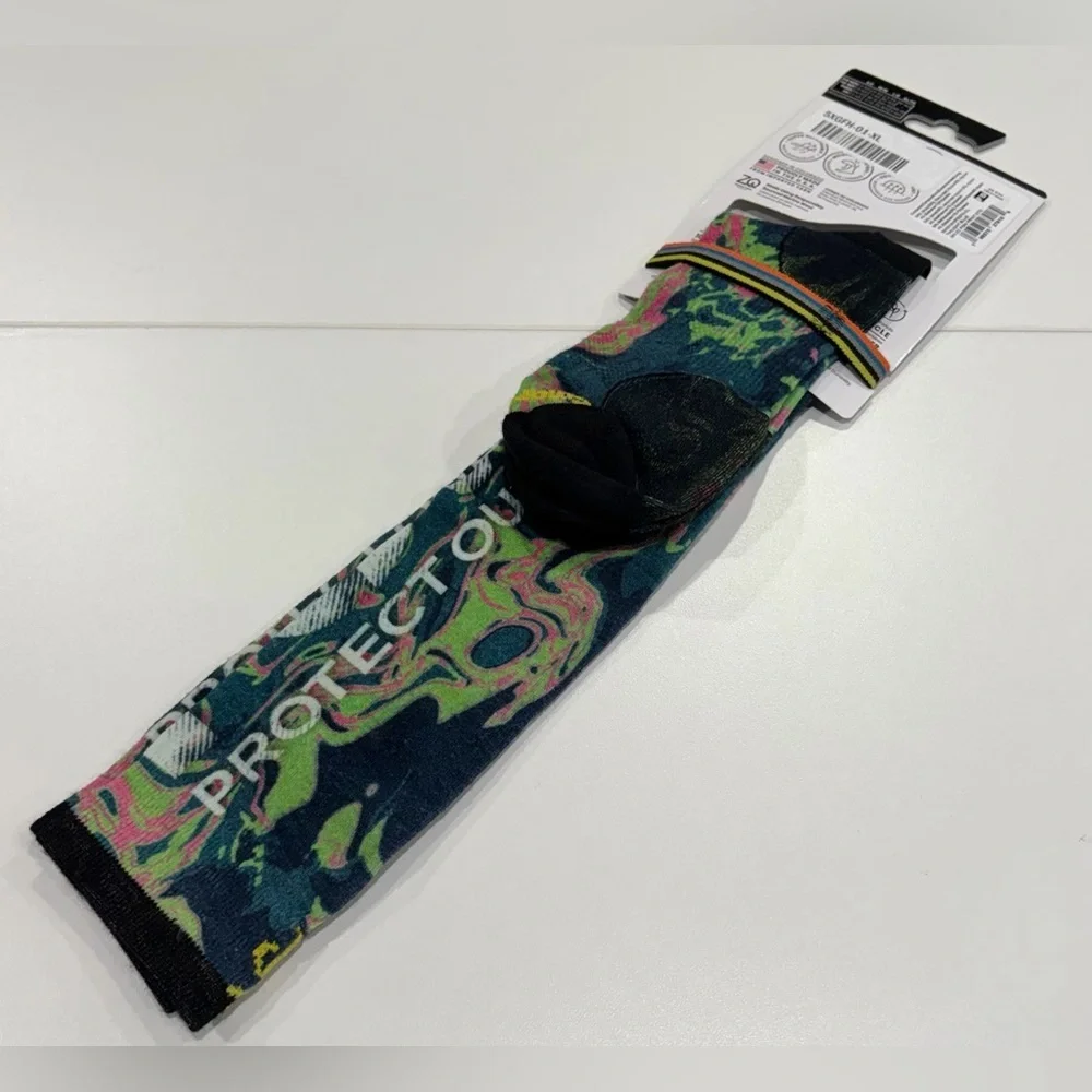 SmartWool Mens XL Zero Cushion Pow Print Ski Socks Blue Black NWT Over the Calf